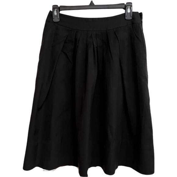 Talbots Black Front A-Line Pleated Skirt Pockets Fully Lined Size 2 Professional